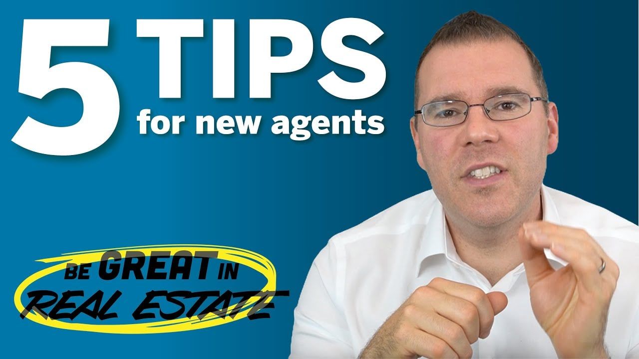 Matthew Bizzarro talking, beside the words “Five tips for new agents”