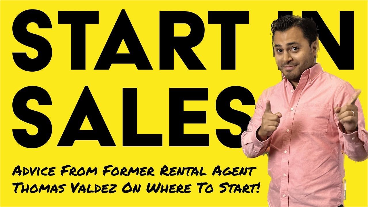 Thomas Valdez pointing, beside the words “Start in sales”